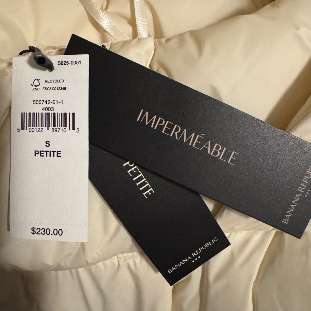 Banana Republic Petite Puffer Jacket in Cream NEW - Picture 5 of 6